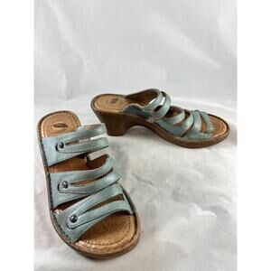 Nurture Blue Leather Strappy Clogs Slip On Sandals Mules Womens US Size 7 M